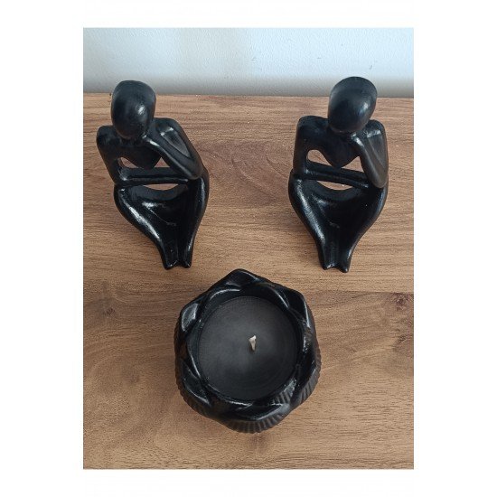 Dekoratif mumluk lotus çiçeği lotus kokulu iki düşünen insan objeli