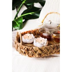 2 Adet Beyaz Gül Model Mumlu Mumluk