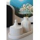 Dekoratif Tepside 3’lü Set  Tealiaght Mumluk + Dekoratif Tepsi +  Dekoratif Çizgili Vazo