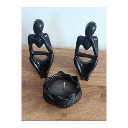 Dekoratif mumluk lotus çiçeği lotus kokulu iki düşünen insan objeli