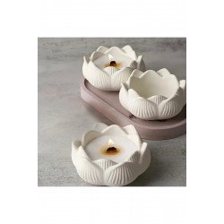 Bernami Dekoratif 3’lü Lotus Çiçeği Mumluk Hediyelik Obje Dekoratif Lokumluk