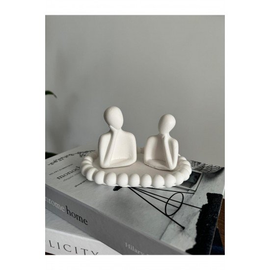 Dekoratif Inci Tabaklı Aile Biblo Takımı