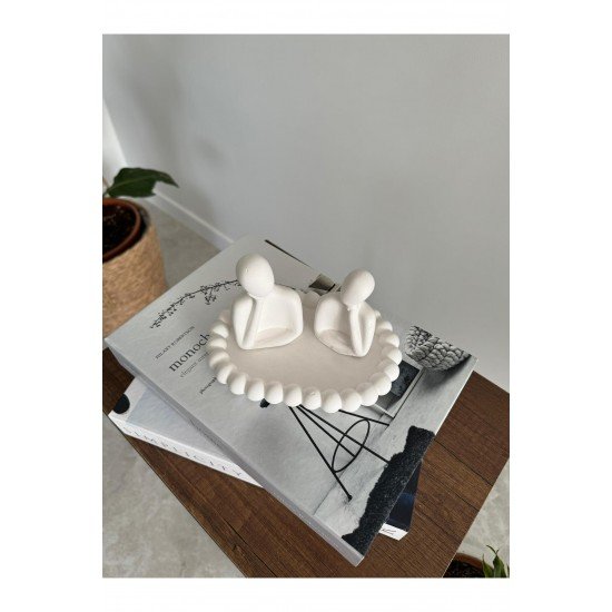 Dekoratif Inci Tabaklı Aile Biblo Takımı