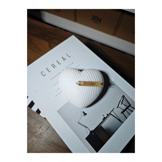 Dekoratif Kalp Şeklinde Mum - Beyaz, Petek Desenli