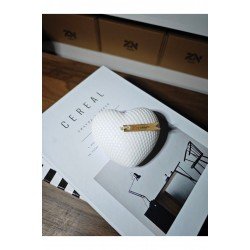 Dekoratif Kalp Şeklinde Mum - Beyaz, Petek Desenli