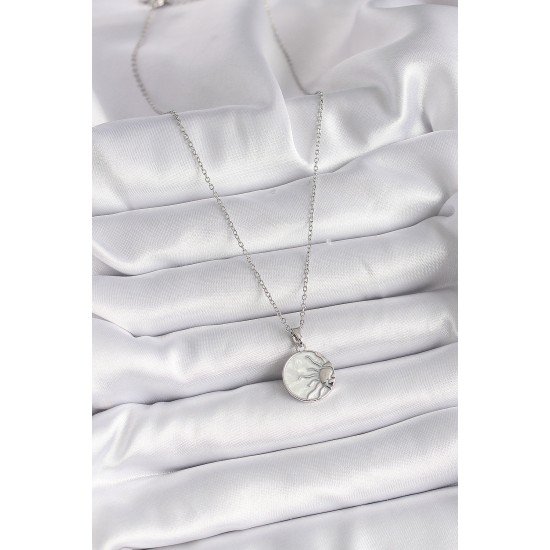 Özel Çelik Renk Zincir Beyaz Sedefli Gün Batımı Model Kadın Kolye Fırsat!!!