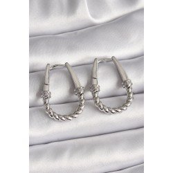 Özel Çelik Renk Zirkon Taş Detaylı Burma Halka Model Kadın Küpe Fırsat!!!