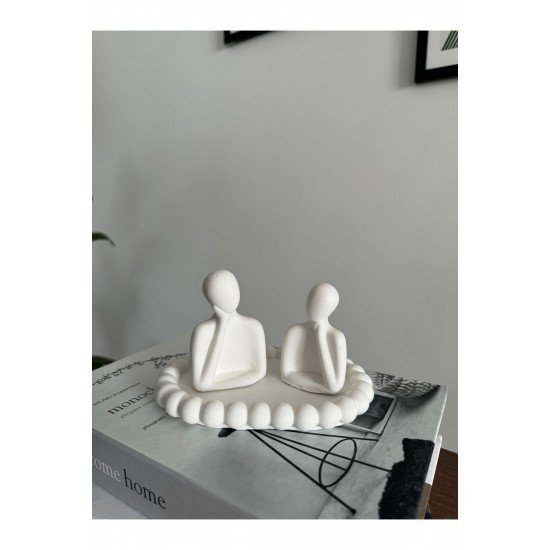 Dekoratif Inci Tabaklı Aile Biblo Takımı