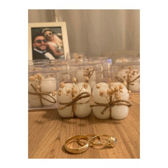 Düğün Nikah Nişan Kına Hediyelik Süslü Bubble Mum 25 Adet
