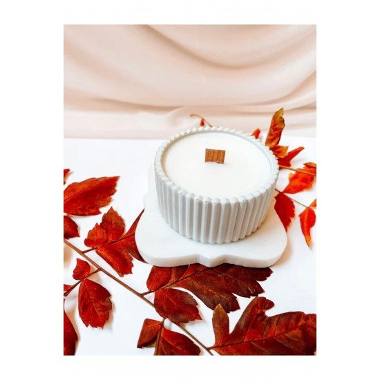 Official Vanilya Kokulu Ahsap Fitil Dekoratif Kutuda Mum