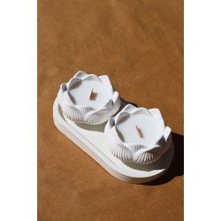 Dekoratif 2'li Lotus American Vanilla Kokulu Mum Tabak Set 3'lü Şamdanlık Mumluk Orta Sehpa Objeler