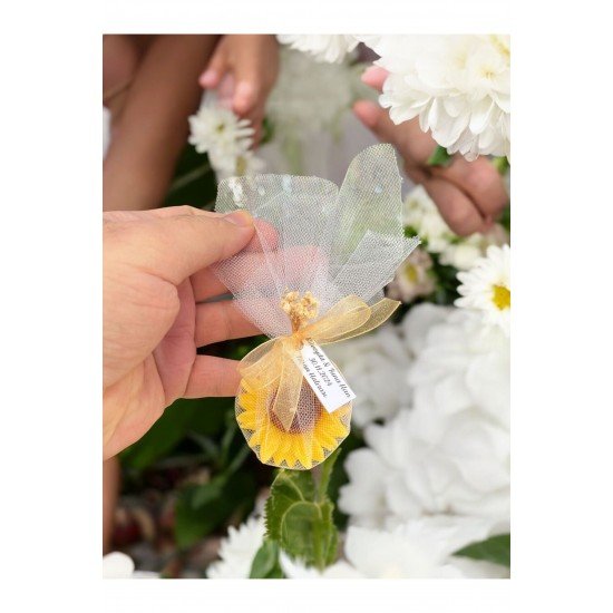 20 Adet Ayçiceği Temalı Mum Nikah Şekeri, Doğum, Sünnet, Düğün Nişan Söz, Kına, Doğum Günü