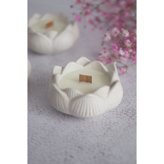 Pinterest Dekoratif 2'li Lotus American Vanilla Kokulu Mum Tabak Set 3'lü Şamdanlık Mumluk