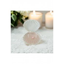 İnci Süslemeli İstiridye Mum | Düğün, Kına, Nişan, Söz, Nikah Hediyelik Kutu - 15 Adet