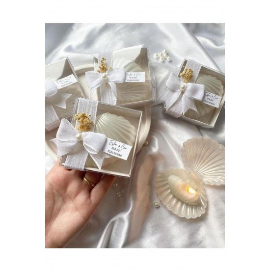 10 Âdet Süslemeli İstiridye Mum,Kına, Nikah, Düğün, Nişan Söz hediyelik leri