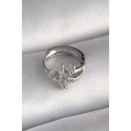 Özel Çelik Renk Zirkon Taşlı Deniz Yıldızı Model Tragus Piercing Fırsat!!!