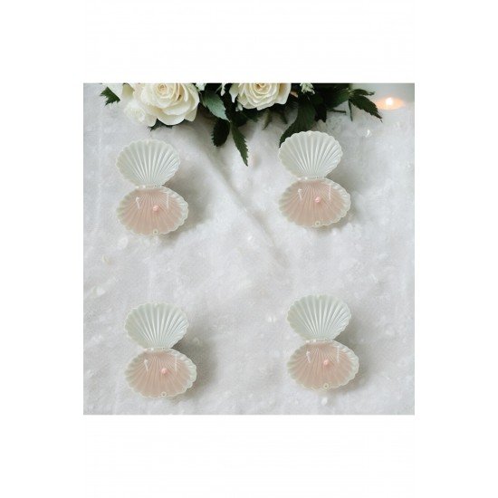 Bernami 15 Adet İnci Süslemeli İstiridye Mum | Düğün, Kına, Nişan, Söz, Nikah Hediyelik Kutu