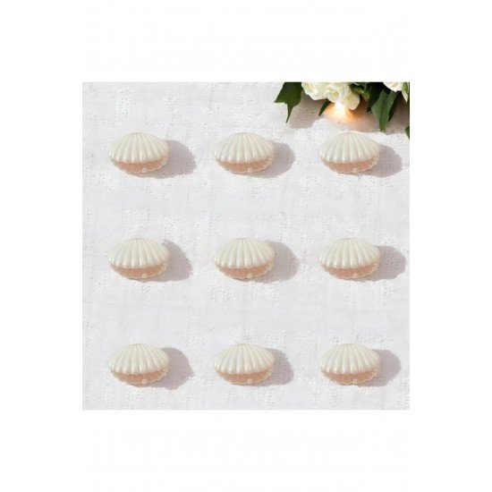 Bernami 15 Adet İnci Süslemeli İstiridye Mum | Düğün, Kına, Nişan, Söz, Nikah Hediyelik Kutu