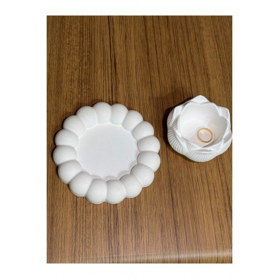 Pinterest Home 2’li Dekoratif Taş Tozu Lotus Çiçeği ve Çiçek Tepsi Seti - Şık ve Zarif Tasarım