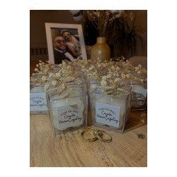 Düğün Nikah Nişan Kına Söz Hediyelik Süslü Kutulu Bubble Mum 10 Adet