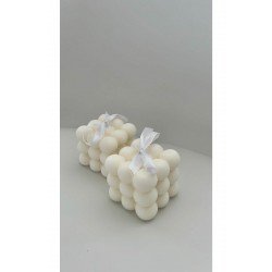 Beyaz Vanilya Kokulu Bubble Mum 2'li Nişan & Düğün & Özel Günleriniz Için Hediyelik Lbsmum006