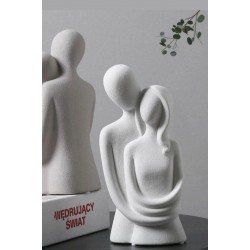 Sonsuz Aşk Sarılan Sevgili Heykeli Sarılan Çift Biblo 12 cm BEYAZ