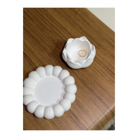 Pinterest Home 2’li Dekoratif Taş Tozu Lotus Çiçeği ve Çiçek Tepsi Seti - Şık ve Zarif Tasarım