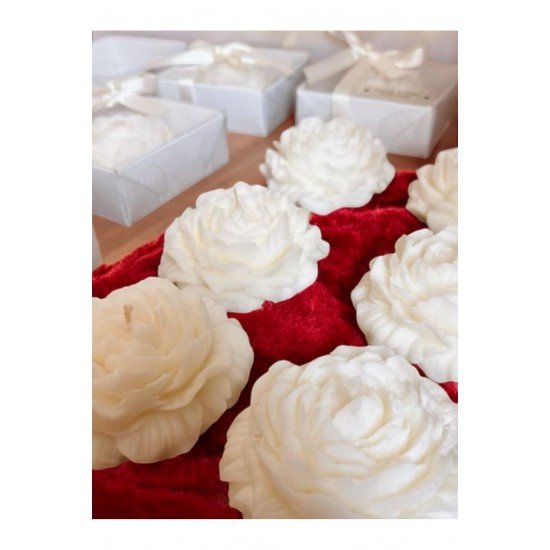 Nikah Nişan Söz Düğün Özel Gün Hediyelik Gül Şakayık Mum Etiketli 10 Adet