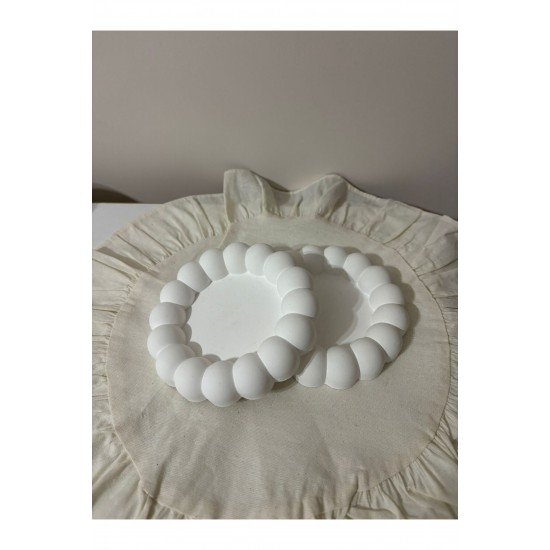 2'li Dekoratif Beyaz Bardak Altlığı,