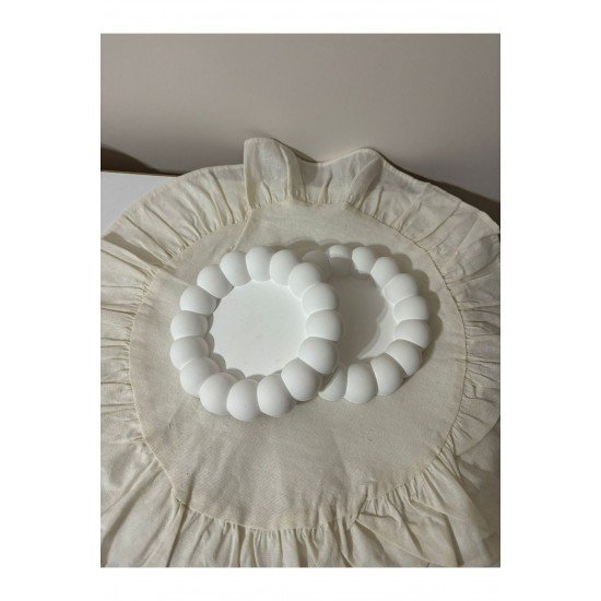 2'li Dekoratif Beyaz Bardak Altlığı,