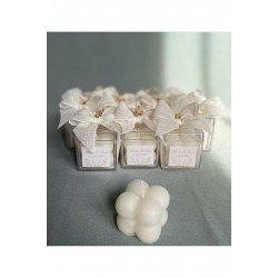 15 Adet Keten Kurdela Süslemeli Hediyelik Bubble Mum Söz, Nişan, Düğün, Sünnet, Mevlüt Hediyelik Mum