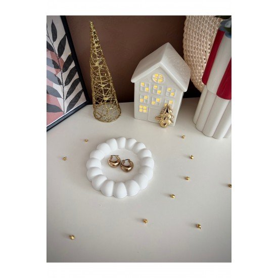 Papatya Model Dekoratif Takı/mum/bardak Sunum Tabağı (VERNİKLİDİR)