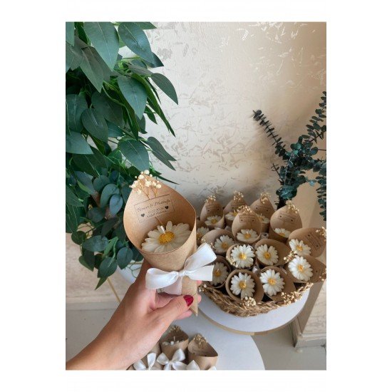 Bernami Kişiye Özel  Düğün|nişan|söz|Kına|Sünnet| Hediyelik Vanilya Kokulu Buket Mum-30 Adet