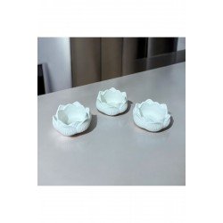 3’lü Lotus çiçeği & Dekoratif Mumluk & Hediyelik eşya & Tealight mumluk & dekor süs & alçı mumluk