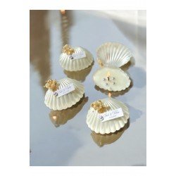 Inci Detaylı Istiridye Mum Nişan Söz Düğün Özel Gün Nikah Hediyelik Etiketli 15 Adet