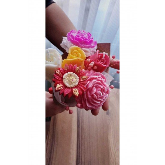 Bernami Düğün -nişan -söz Hediyelik Gül Kokulu Buket Mum