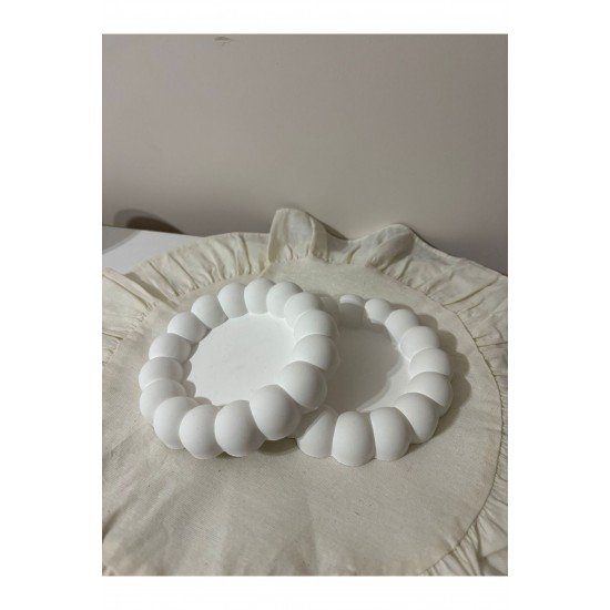 2'li Dekoratif Beyaz Bardak Altlığı,