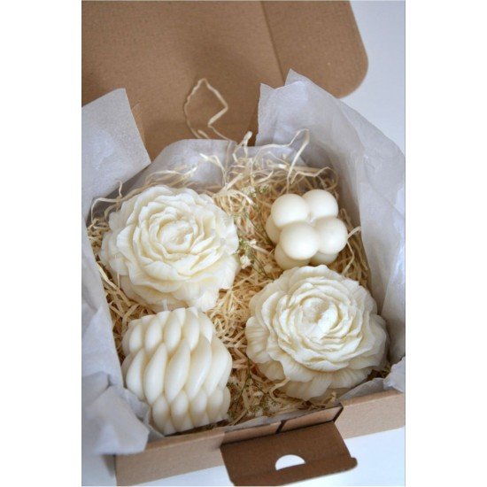 Kıvrık Yağmur Damlası Mum Mini Bubble ve Şakayık Mum Seti / Dekorasyon Süs Ve Hediyelik