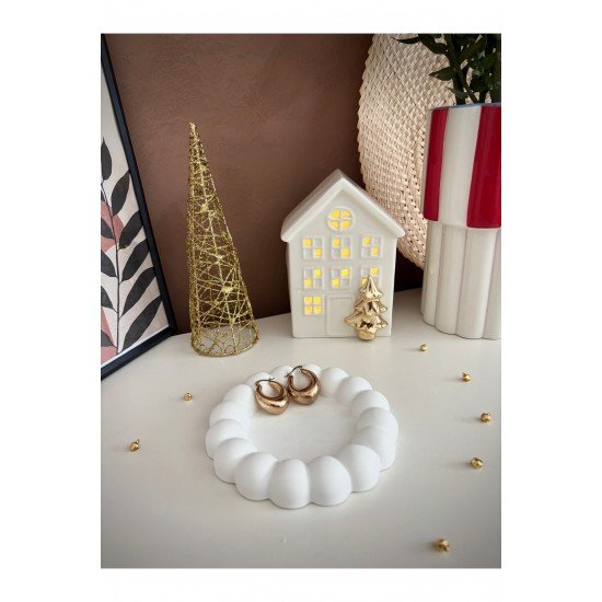 Papatya Model Dekoratif Takı/mum/bardak Sunum Tabağı (VERNİKLİDİR)