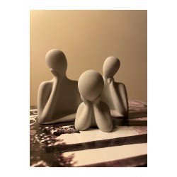 Dekoratif Gri Aile Obje Biblo Heykel Anne,baba,çocuk