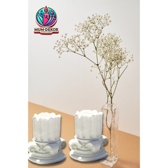 2 'Li Antik Mimari Detaylı Tealıght Mumluk (Mumlar Dahil Değildir )