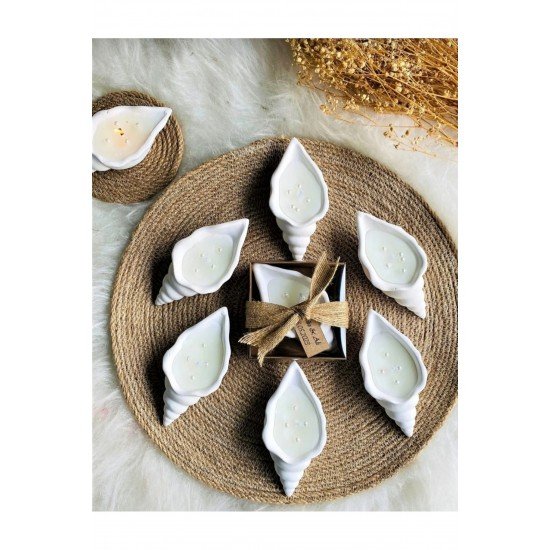 20 Adet Deniz Kabuğu Hediyelik Mum Söz Nişan Nikah Bebek Doğum Günü Hediye Ligi