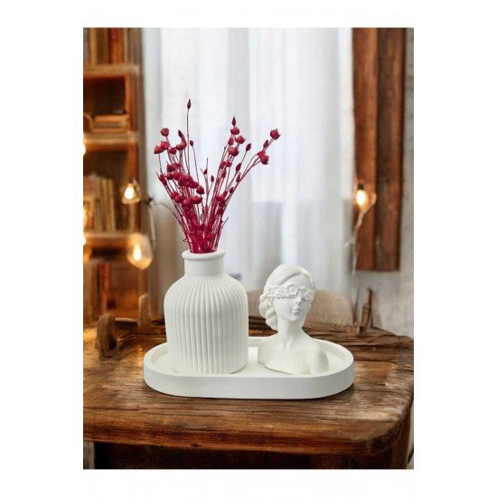 Kadın Figürlü Vazo Seti & Dekoratif Obje & Tabak & Roller Vazo