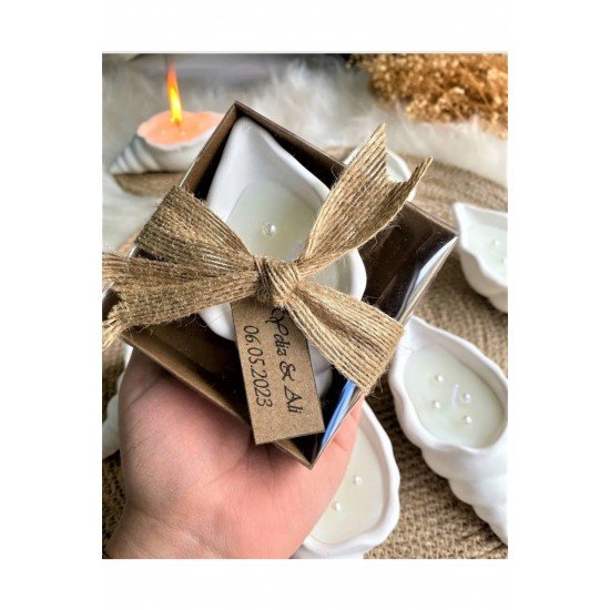 20 Adet Deniz Kabuğu Hediyelik Mum Söz Nişan Nikah Bebek Doğum Günü Hediye Ligi