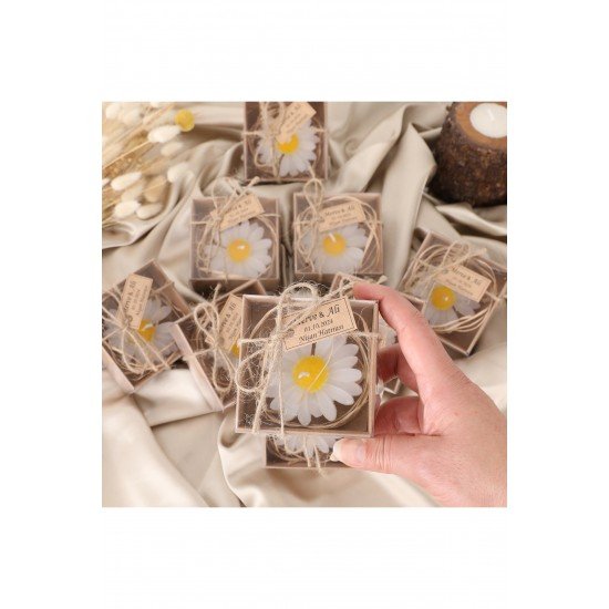 Kraft Papatya Mum - Kına, Nişan, Nikah, Söz,  Sünnet Için Özel Tasarım Hediyelik - 15 Adet