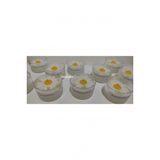 Official Mikalı Papatya Mum Hediyelik, Nikah, Doğum, Sünnet, Düğün, Nişan, Söz - 10 Adet