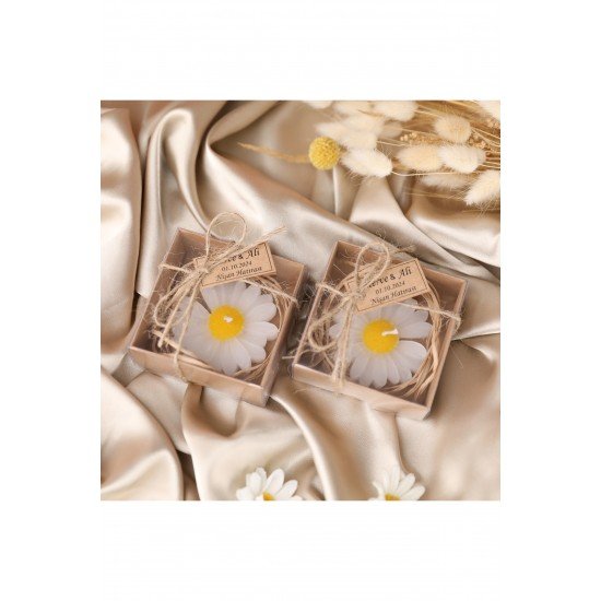 Kraft Papatya Mum - Kına, Nişan, Nikah, Söz,  Sünnet Için Özel Tasarım Hediyelik - 15 Adet