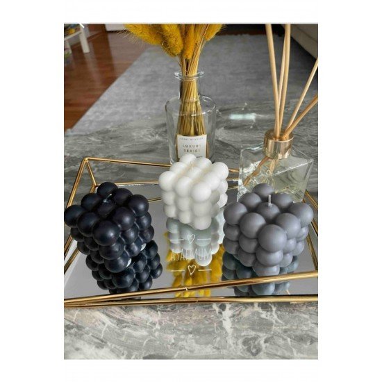 Kokulu Siyah Gri Krem Bubble Mum