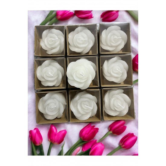 Kraft Kutulu Gül Şekilli Mum, Hediyelik, Nişan, Düğün, Sünnet, Söz, Kına, Doğum Günü-15 Adet