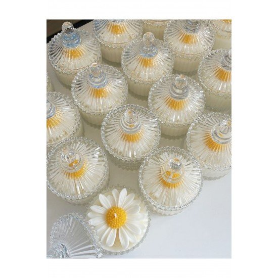 Official Mikalı Papatya Mum Hediyelik, Nikah, Doğum, Sünnet, Düğün, Nişan, Söz - 10 Adet